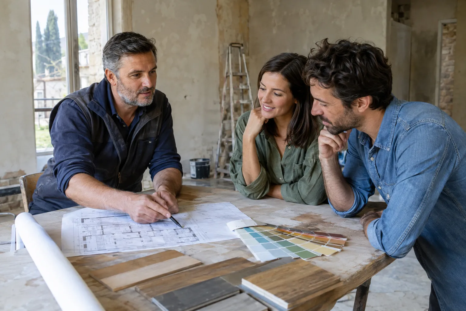 L’étude du projet : plans, échantillons et explications données au couple
