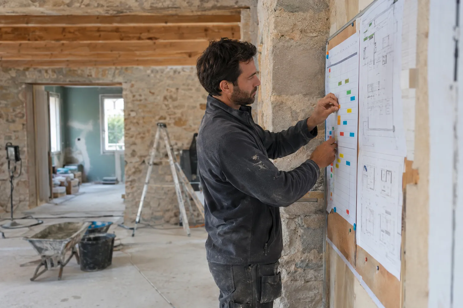 Le planning des différents corps de métier sur un chantier de rénovation